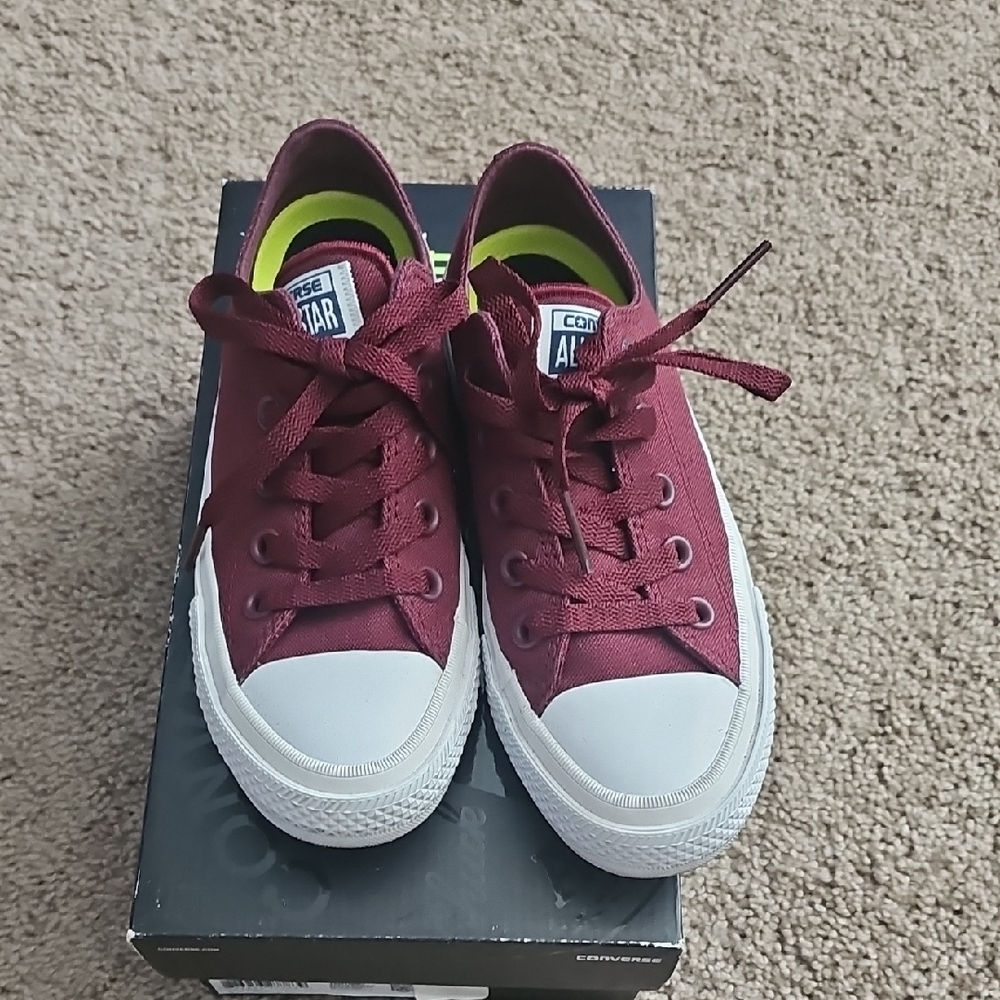Converse Red and White Canvas Sneakers Classic Sporty Design